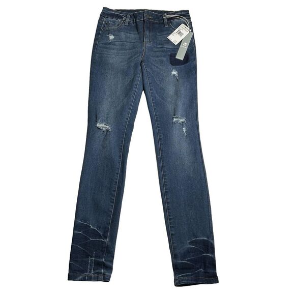 Tractr Girl’s Jean Leggings Size 12 Med Blue Wash, Stretch NWT Distressed - Picture 1 of 7